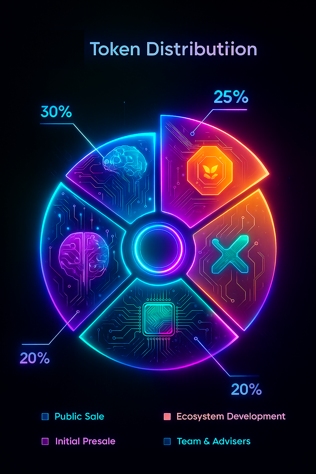 Pie chart of GROK527M token distribution